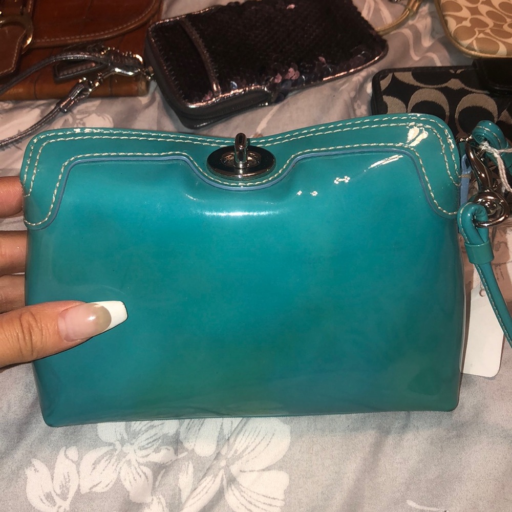Teal Coach wristlet